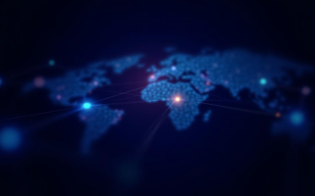 Abstract network lines connecting data points representing a digital future